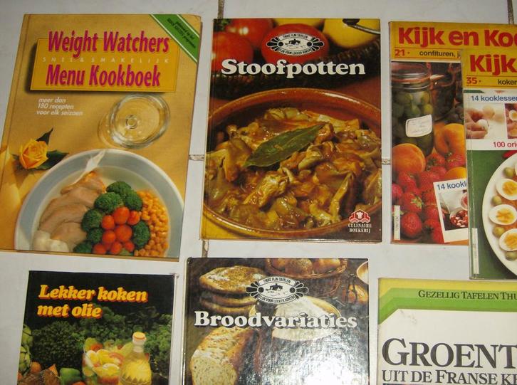 kookboeken allerlei, Livres, Livres de cuisine, Utilisé, Entrées et Soupes, Plat principal, Gâteau, Tarte, Pâtisserie et Desserts