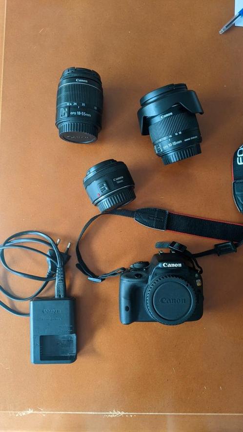 Canon EOS 100D spiegelreflex camera met 3 objectieven, Audio, Tv en Foto, Fotocamera's Digitaal, Zo goed als nieuw, Spiegelreflex