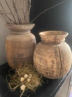 Houten kruiken/ houten vaas, Huis en Inrichting, Woonaccessoires | Vazen, Ophalen of Verzenden