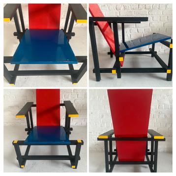 Chaise Fauteuil Red & Blue Mondrian Gerrit Rietveld De Stijl beschikbaar voor biedingen
