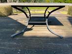Tuintafel met stenen blad en metalen onderstel, Ophalen, Gebruikt, Vierkant, Metaal