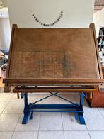 Table à dessin industrielle vintage sur piètement en métal, Antiquités & Art, Enlèvement