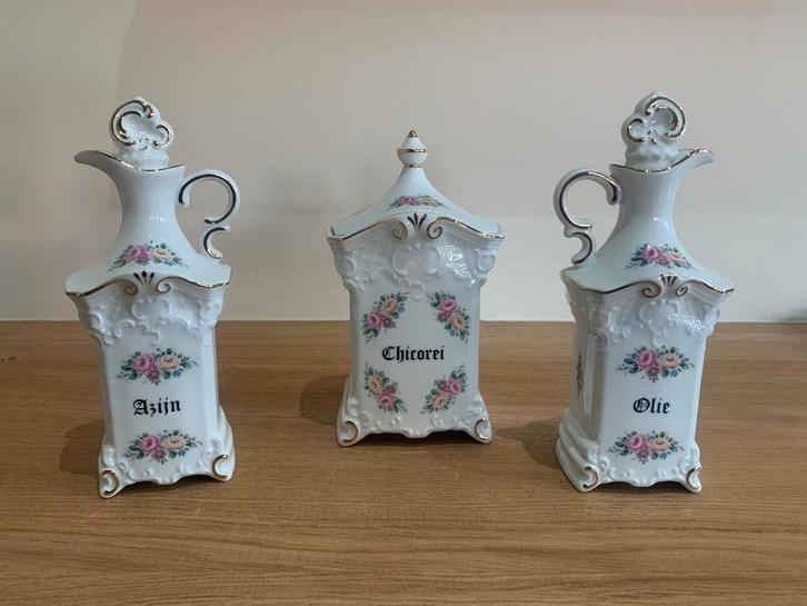 Vinyage Porzellan Bavaria – 3-delige Azijn-Olie-Chicorei set, Antiquités & Art, Antiquités | Porcelaine, Enlèvement