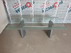 Salontafel glazen blad en inox look onderstel, Huis en Inrichting, Tafels | Salontafels, Ophalen