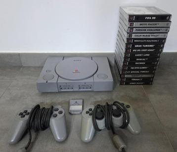Playstation 1 + 15 Games + 2 Controllers + 1 Memory Card beschikbaar voor biedingen