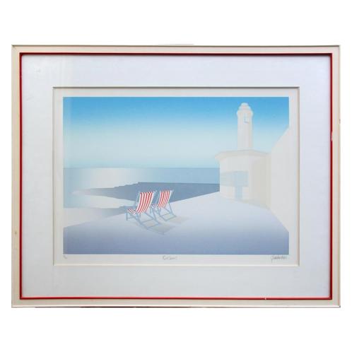 Lithografie 'Red Chairs' door Ole Kurtzau, Antiek en Kunst, Kunst | Litho's en Zeefdrukken, Ophalen of Verzenden