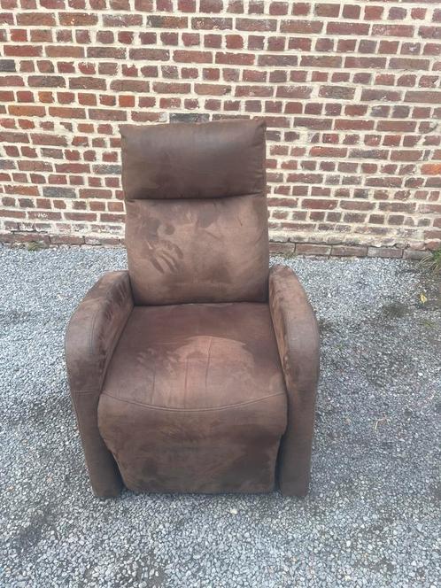 Comfortabele Relaxzetel - Bruin Suède Look, Huis en Inrichting, Fauteuils, Zo goed als nieuw, Stof, Ophalen
