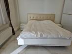 Bed 180x200 cm + 2 nachtkasten, Huis en Inrichting, Slaapkamer | Bedden, Ophalen, Wit, Tweepersoons, Zo goed als nieuw