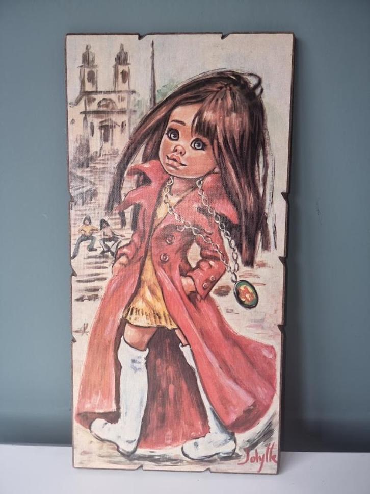 Vintage Jolylle print, Huis en Inrichting, Woonaccessoires | Schilderijen, Tekeningen en Foto's, Gebruikt, Print, Minder dan 50 cm