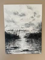 Vrij groot zwart wit abstract schilderij Mk Art, Ophalen of Verzenden