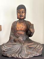 Oude Chinese grote Boeddha in massief hout van 1910-1920, Antiek en Kunst, Ophalen