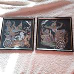 Twee indische bali batiekjes in kader 28 op 28cm, Antiek en Kunst, Ophalen of Verzenden