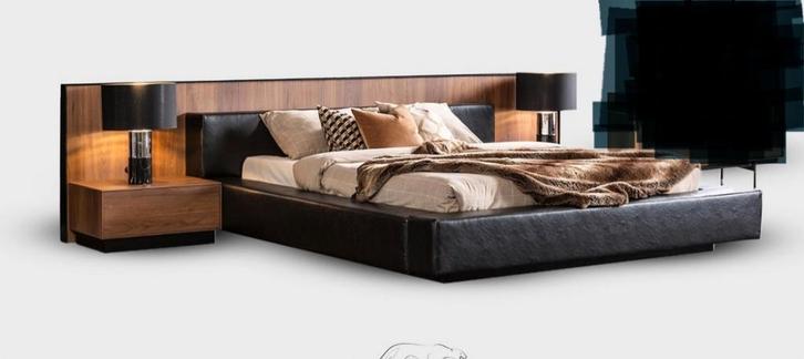 Lit 160x200 avec coffre et tables de nuit et sommier, Maison & Meubles, Chambre à coucher | Canapés-lits, Comme neuf, Noir, Enlèvement