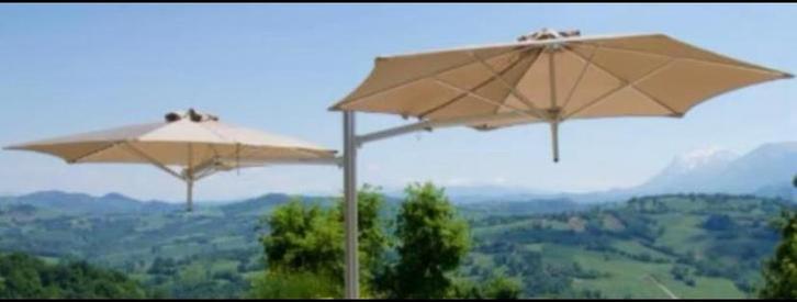 topper PARAFLEX Dubbele zweef parasol met warmtelamp, Jardin & Terrasse, Parasols, Comme neuf, Réglable, Enlèvement