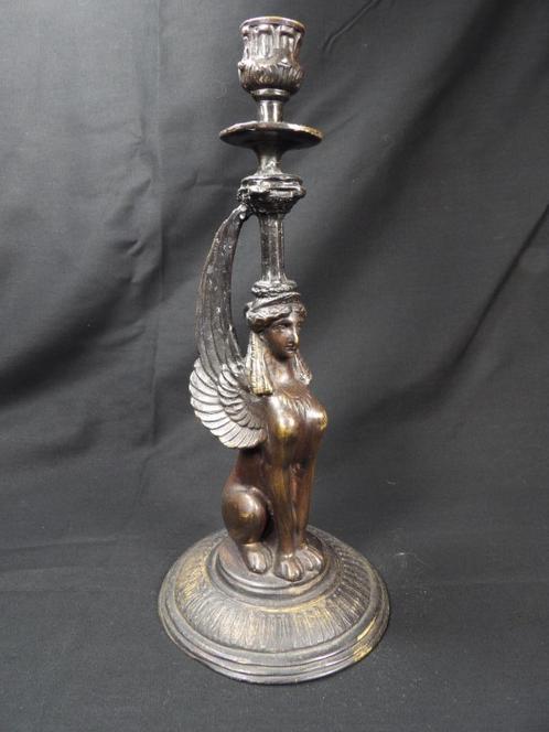 Zeer fraaie bronzen Sfinx kandelaar, Antiek en Kunst, Antiek | Brons en Koper, Ophalen of Verzenden