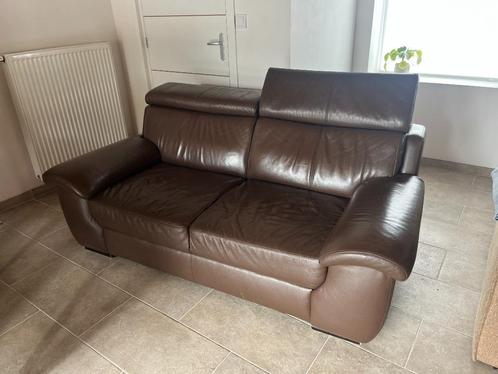 Tweezit leren zetel te koop., Huis en Inrichting, Zetels | Zetels, Gebruikt, Rechte bank, Tweepersoons, 150 tot 200 cm, 100 tot 125 cm