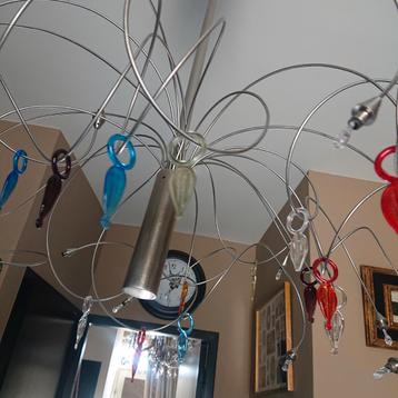 Design kroonluchter met murano gekleurde hangers  beschikbaar voor biedingen