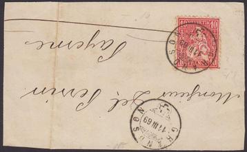 1867 - ZWITSERLAND - Fragment - Zittende Helvetia  beschikbaar voor biedingen