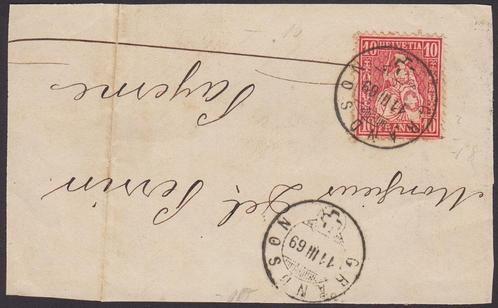 1867 - ZWITSERLAND - Fragment - Zittende Helvetia, Postzegels en Munten, Postzegels | Europa | Zwitserland, Gestempeld, Verzenden