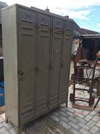 Authentieke oude Franse 4 - deurs lockerkasten Wiebers, Huis en Inrichting, Ophalen, Gebruikt, Met hangruimte, Minder dan 150 cm
