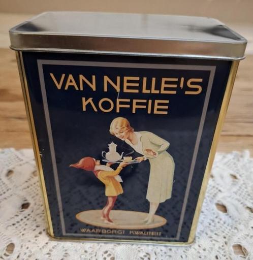 Vintage van Nelle's koffie blik met kabouter Piggelmee, Verzamelen, Blikken, Gebruikt, Koffie, Van Nelle, Ophalen of Verzenden