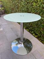 Table basse ronde avec plateau en verre laqué, Comme neuf, 45 à 60 cm, Métal ou Aluminium, Rond