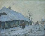 Felix Eyskens (1882-1968): Hoeve in de sneeuw (O.D, 94x80cm), Antiquités & Art, Enlèvement ou Envoi