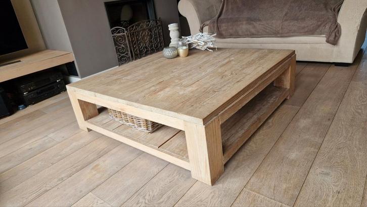 Teak Salontafel landelijk 120x120 groot - heel mooi, Huis en Inrichting, Tafels | Salontafels, Zo goed als nieuw, Ophalen