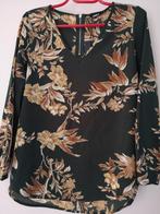 Kaki blouse met gouden bloemen, Nieuw, Ophalen, Maat 38/40 (M), Overige kleuren