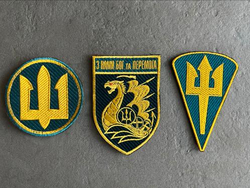 3 Oekraïense marine infanterie elite troep patches, Verzamelen, Militaria | Algemeen, Marine, Embleem of Badge