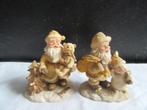 Kerstdecoratie : 2 kerstbeeldjes - goudkleurig - Kerstmis, Diversen, Kerst, Ophalen of Verzenden, Gebruikt