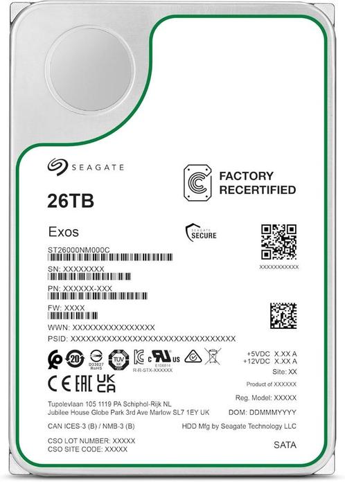 Seagate Exos 26 TB (afgeprijst), Computers en Software, Harde schijven, Nieuw, Desktop, Intern, HDD, SATA, Ophalen of Verzenden