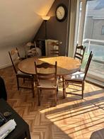 Houten ronde/ovale tafel met 6 stoelen, Huis en Inrichting, Tafels | Eettafels, Ophalen