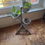 Porte plantes tripode en bambou et rotin, vintage, années 70, Ophalen, Overige materialen, Gebruikt, Binnen