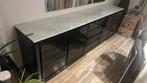 Jaren 70 design dressoir + barkast – zwarte lak met Carrara, Huis en Inrichting, Ophalen, Gebruikt, Met deur(en), 200 cm of meer