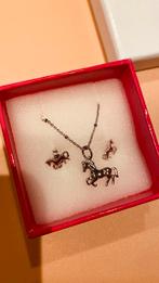 Ketting + oorbellen zilver paardje orage kids, Ophalen of Verzenden, Nieuw, Zilver, Ketting
