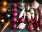 27 oude glazen kerstballen veel kleuren + vormen rood goud, Diversen, Ophalen of Verzenden, Zo goed als nieuw