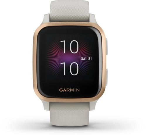 Garmin Venu SQ music - Smartwatch - Light Sand/Rose Gold, Handtassen en Accessoires, Sporthorloges, Gebruikt, Wit, Afstand, Calorieverbanding