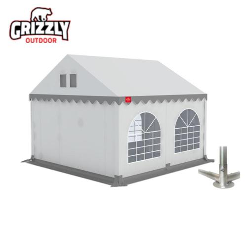 Partytent Grizzly Outdoor 3x4 wit/grijs PVC, Tuin en Terras, Partytenten, Zo goed als nieuw, Partytent, Ophalen