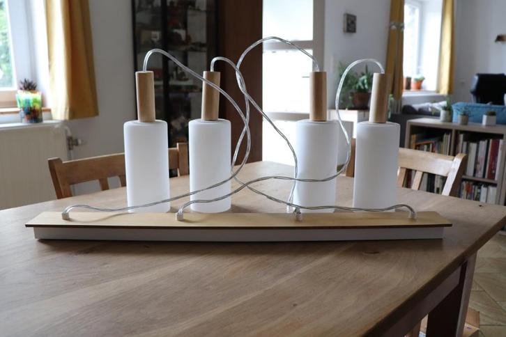 Te koop OAKHAM EGLO suspension, Huis en Inrichting, Lampen | Hanglampen, Zo goed als nieuw, Glas, Hout, Ophalen