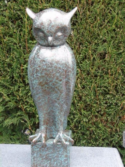 statue d un hibou sur socle en bronze pat couleurs, Jardin & Terrasse, Statues de jardin, Neuf, Animal, Autres matériaux, Enlèvement ou Envoi