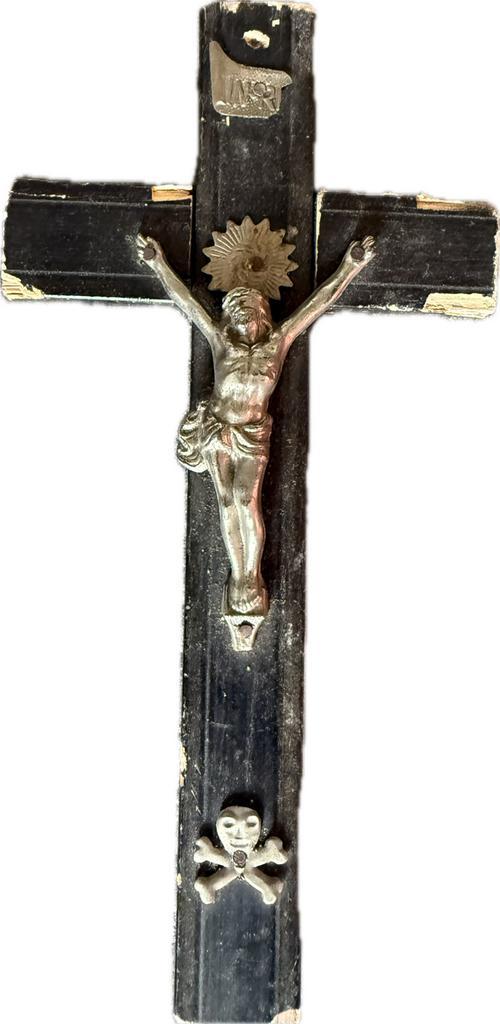 Antiek kruis van Jezus aan het kruis uit circa 1900-1950, Verzamelen, Religie, Zo goed als nieuw, Ophalen