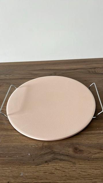 Ronde pizzasteen met metalen houder, Tuin en Terras, Ophalen of Verzenden, Nieuw