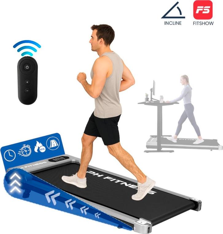 PH Fitness Loopband B1S – 8 km/u, Incline, Opvouwbaar, Grijs, Sport en Fitness, Fitnessmaterialen, Nieuw, Overige typen, Armen