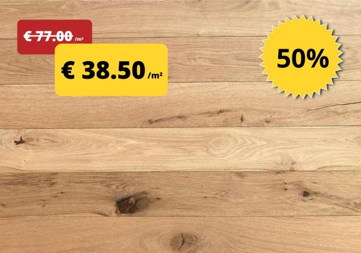 Eiken parket voor € 38.50 /m² incl BTW - 50% KORTING, Doe-het-zelf en Bouw, Vloerdelen en Plavuizen, Nieuw, Parket, Hout, 150 cm of meer