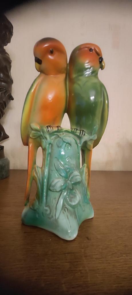 Aardewerk twee parkieten op een stok, Antiek en Kunst, Antiek | Keramiek en Aardewerk, Ophalen