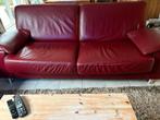 Lederen salon, Huis en Inrichting, Zetels | Zetels, Ophalen, Gebruikt, Driepersoons, Rechte bank