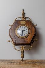Vintage Wandklok Hout & Messing – Octagon Design, Enlèvement ou Envoi