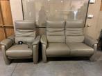 Lederen tweezit + 1 zit elektrisch, Ophalen, Gebruikt, Driepersoons, Rechte bank