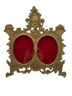 Antiek dubbel fotokader in messing – Anno 1906, Antiek en Kunst, Ophalen of Verzenden